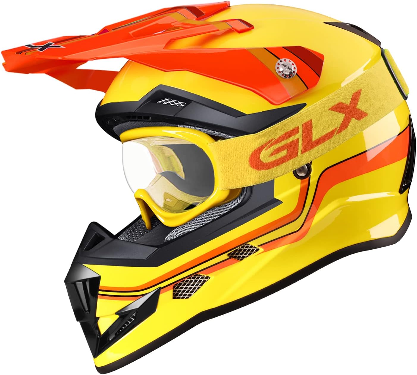 GLX GX623 Youth ATV/Dirt Bike Helmet Combo - Matte Black, Large - DOT
