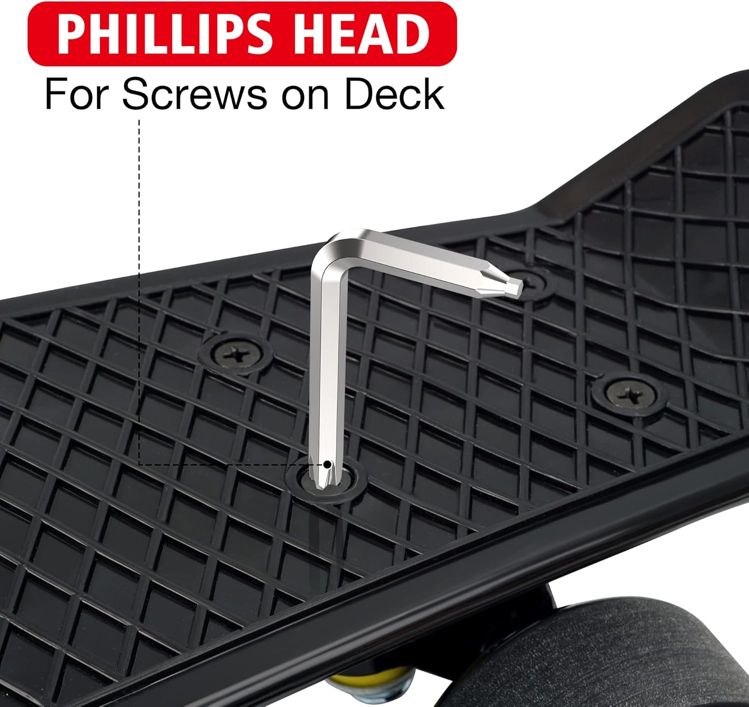 All-in-One Skate Tools Multi-Function Portable Skateboard T Tool Accessory with T-Type Allen Key and L-Type Phillips Head Wrench Screwdriver