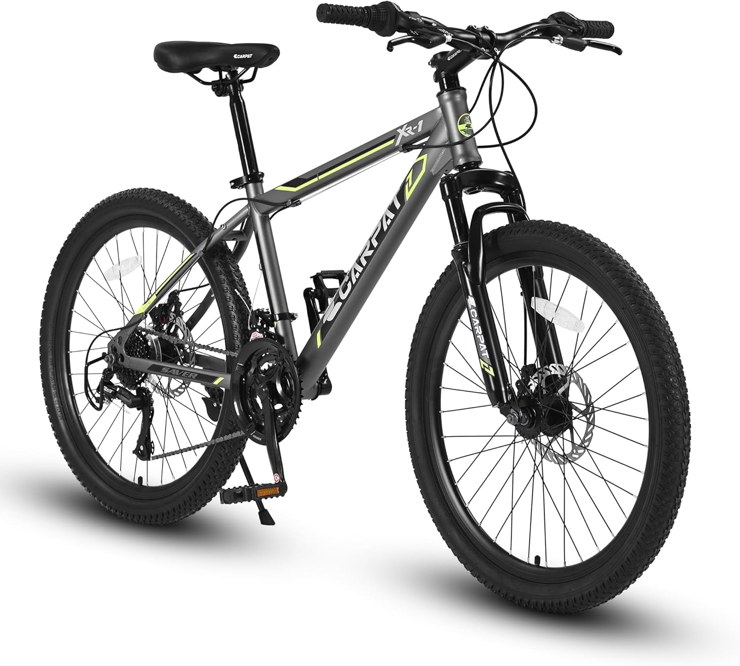 Ecarpat 24/26/27.5 Inch Mountain Bike, Dual/Front Suspension Mens Mountain Bike with 21 Speeds High-Carbon Steel Frame and Disc/V Brakes, Adult Sport Bicycle for Trail Snow Commuter City Road