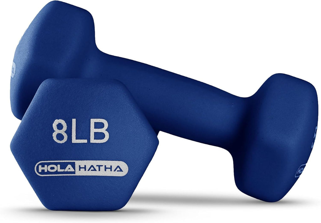 HolaHatha Neoprene Dumbbell Free Hand Weight Set with Rack, Ideal for Home Exercises to Gain Tone and Definition