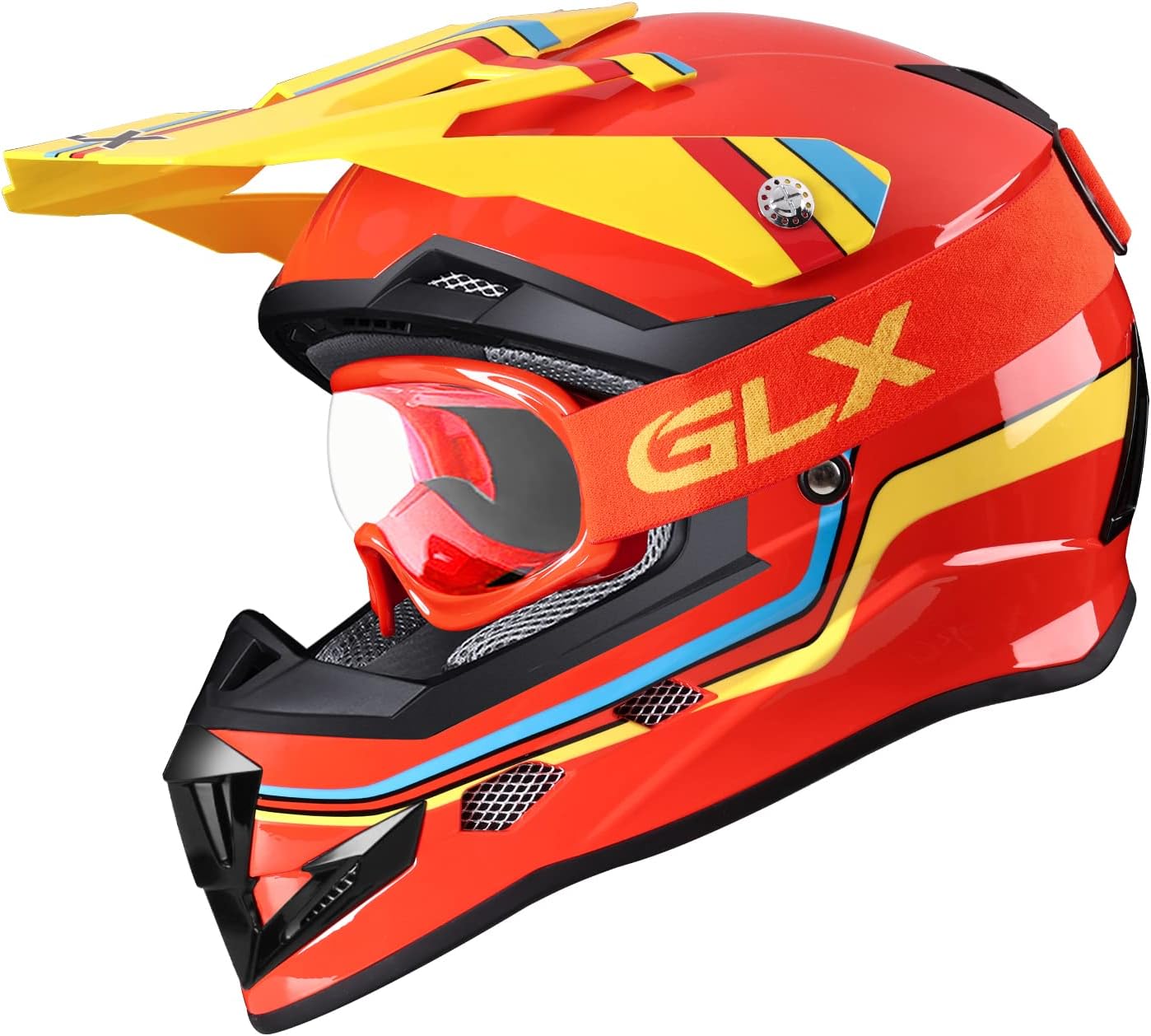 GLX GX623 Youth ATV/Dirt Bike Helmet Combo - Matte Black, Large - DOT