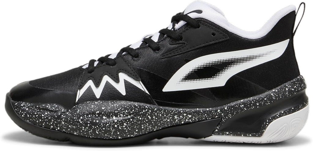 PUMA Men's Genetics Basketball Shoes, Black-for All Time Red, 14