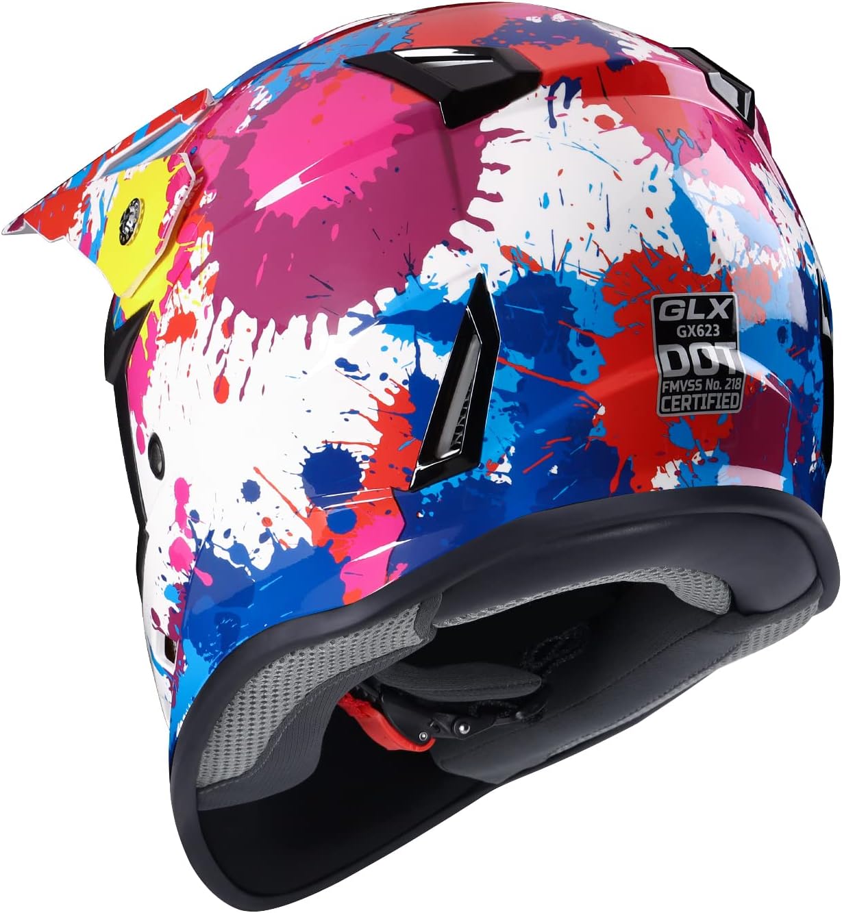 GLX GX623 Youth ATV/Dirt Bike Helmet Combo - Matte Black, Large - DOT