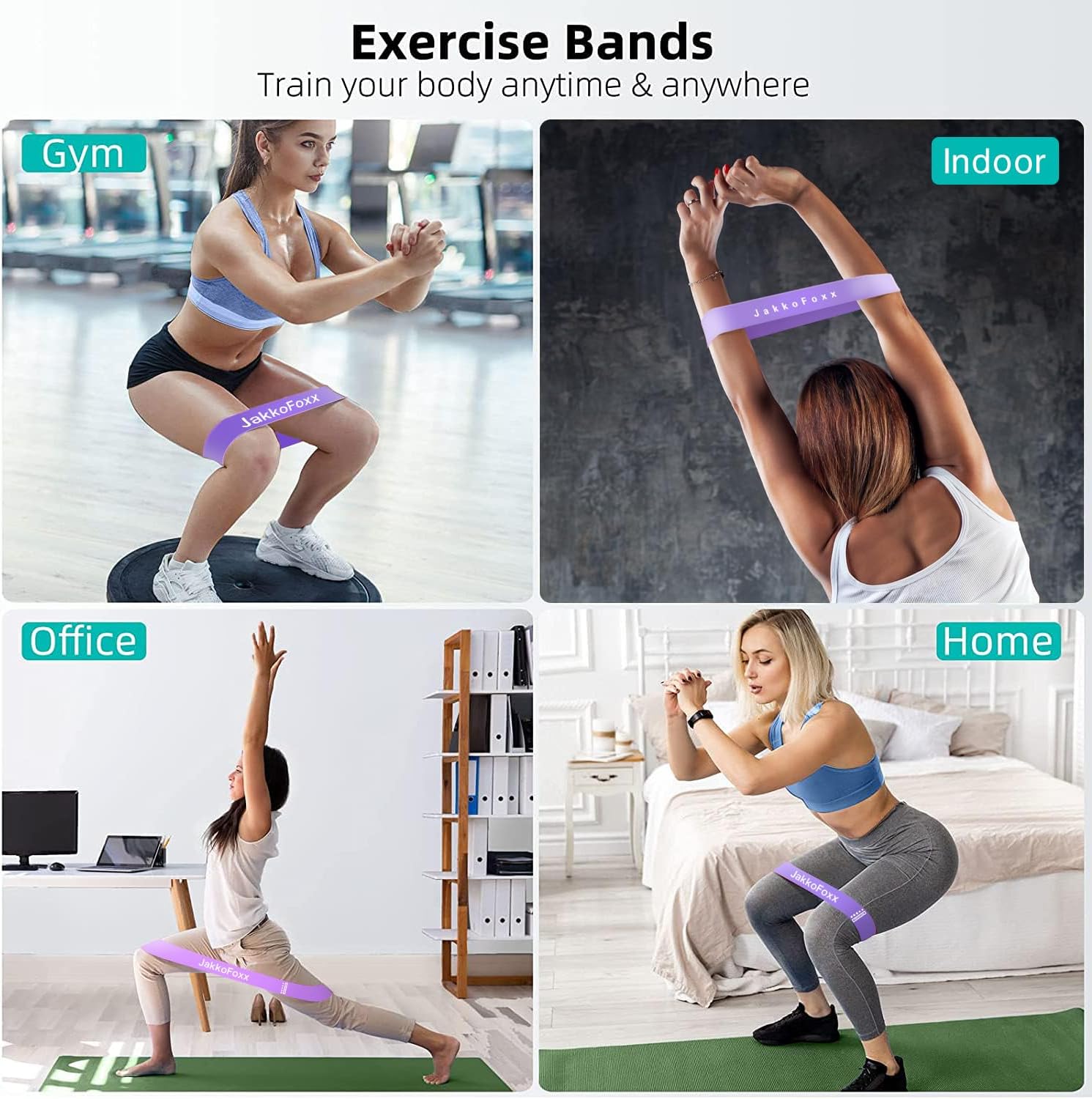 Resistance Loop Exercise Bands, Resistance Bands Exercise Bands for Home Fitness, Stretching, Strength Training, Physical Therapy,Elastic Workout Bands for Women Men Kids, Set of 5