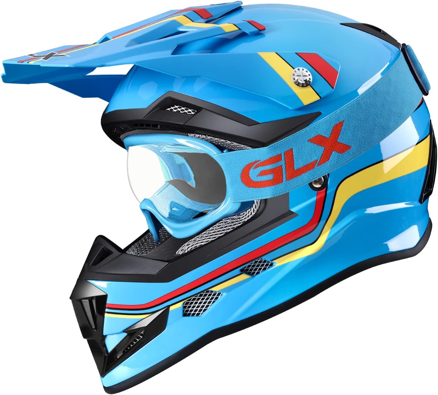 GLX GX623 Youth ATV/Dirt Bike Helmet Combo - Matte Black, Large - DOT