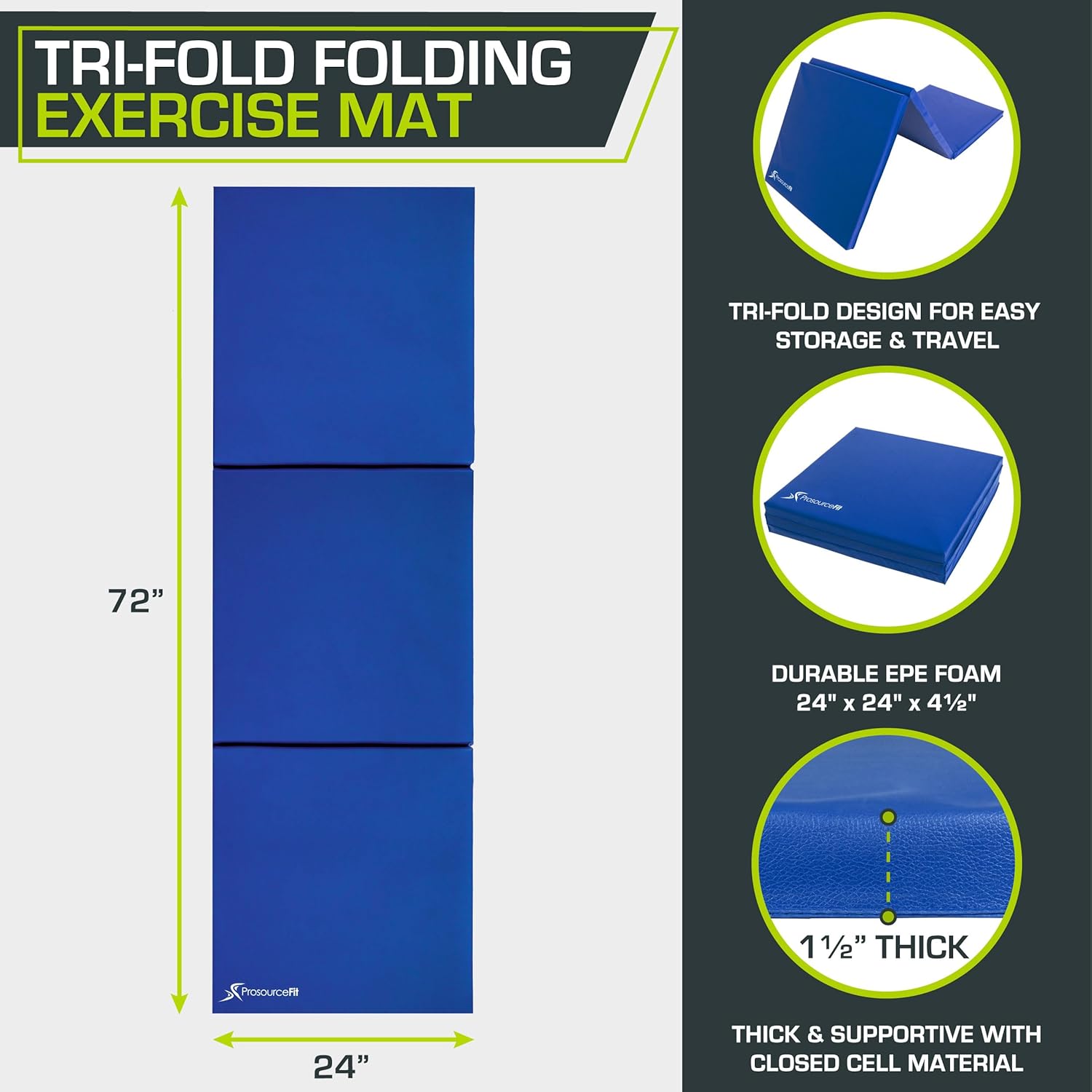 ProsourceFit Tri-Fold Folding Exercise Mat - Pink
