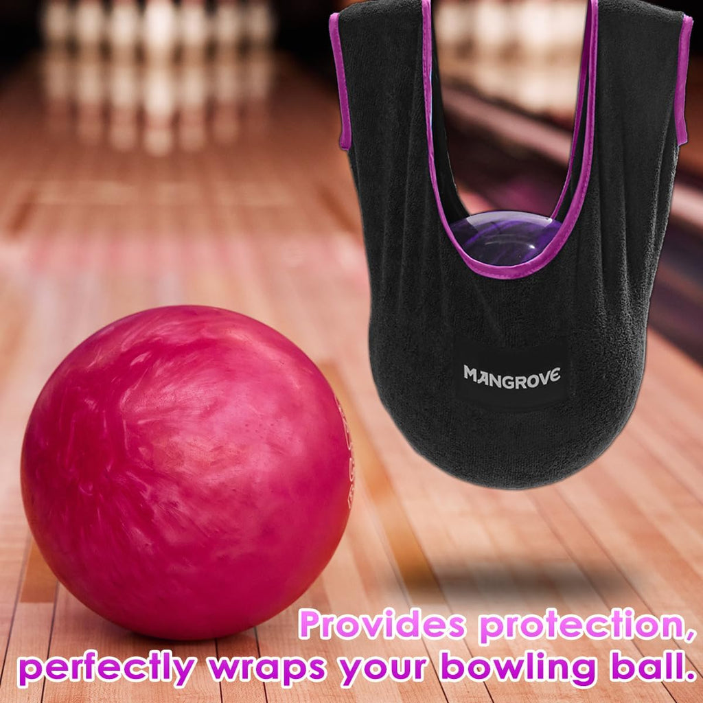 Mangrove Bowling Ball Polisher, Microfiber Bowling Towel See-Saw for Bowlers, Large Washable Bowling Shammy Seesaw, Ball Cleaner Holder Bag