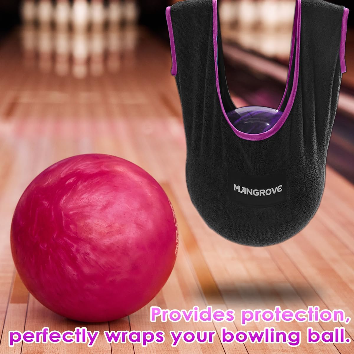 Mangrove Bowling Ball Polisher, Microfiber Bowling Towel See-Saw for Bowlers, Large Washable Bowling Shammy Seesaw, Ball Cleaner Holder Bag