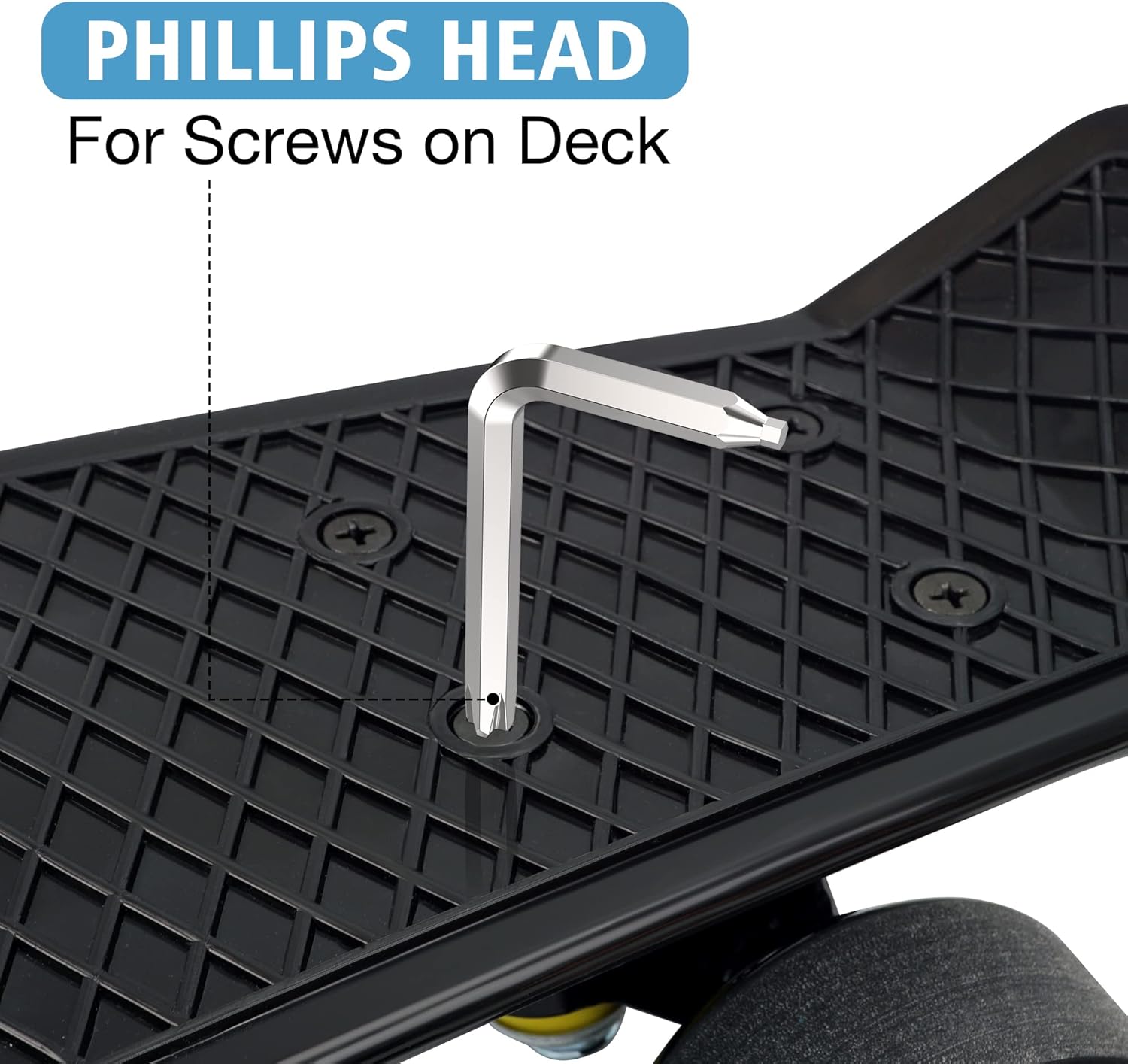All-in-One Skate Tools Multi-Function Portable Skateboard T Tool Accessory with T-Type Allen Key and L-Type Phillips Head Wrench Screwdriver