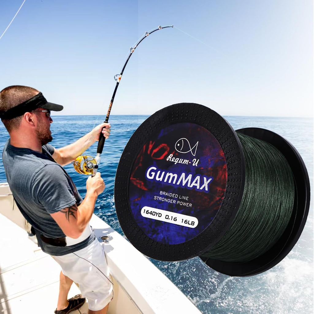 GumMAX 545/1093/1640yds 5-100LB 8X Braided Fishing Line Abrasion Resistant Superline Zero Stretch & Smaller Diameter Confuse & Never Fade in Saltwater and Freshwater