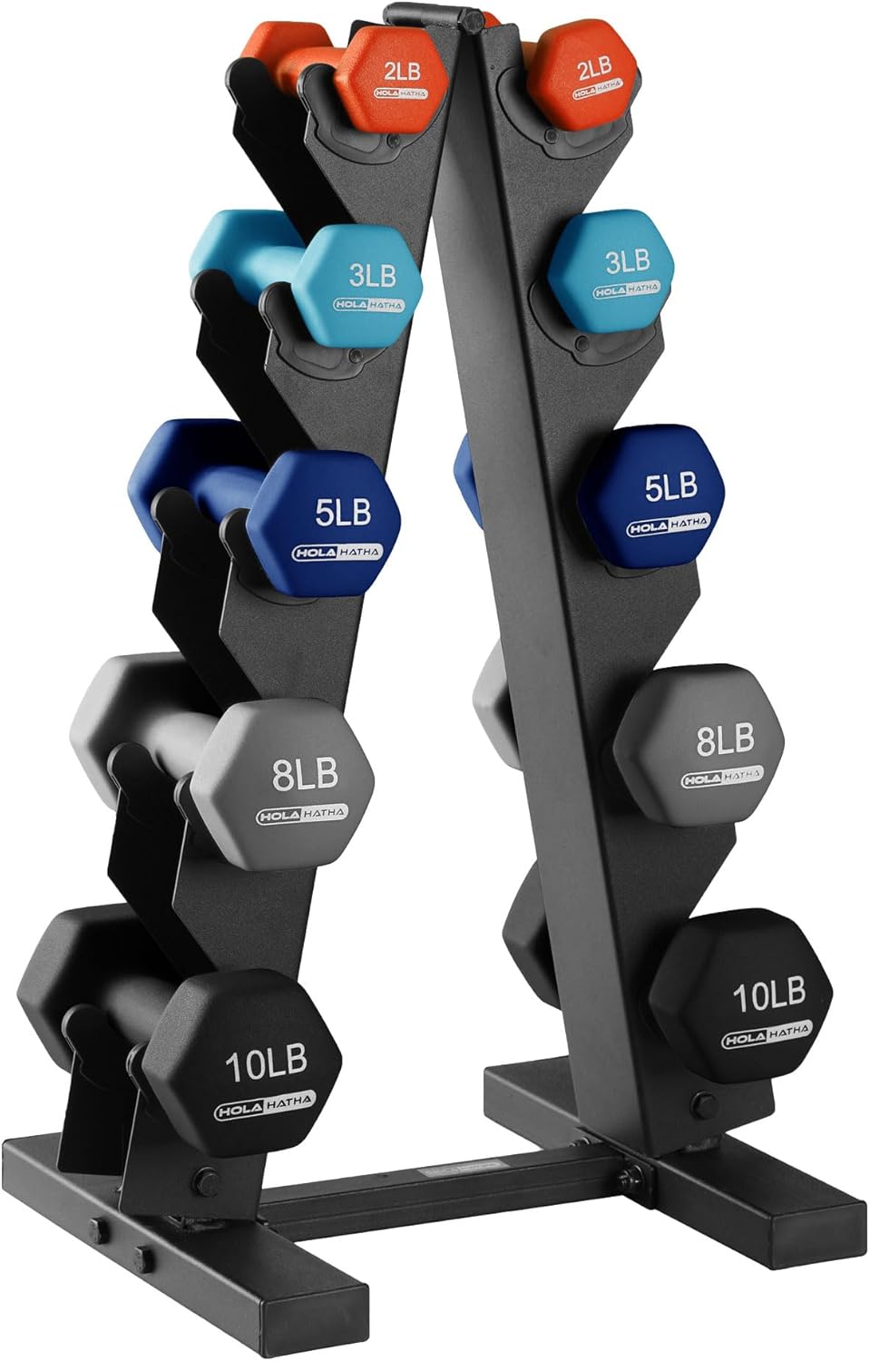 HolaHatha Neoprene Dumbbell Free Hand Weight Set with Rack, Ideal for Home Exercises to Gain Tone and Definition