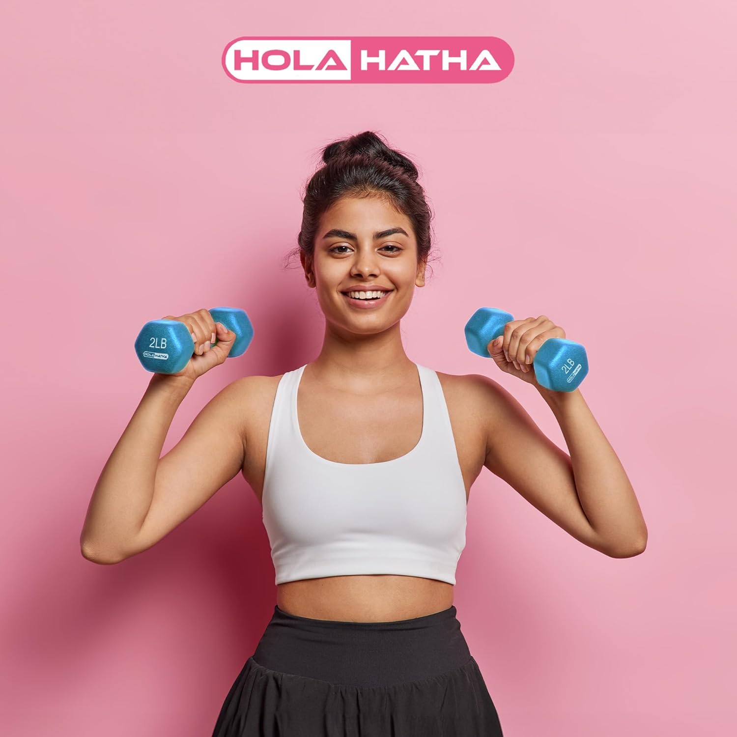 HolaHatha Neoprene Dumbbell Free Hand Weight Set with Rack, Ideal for Home Exercises to Gain Tone and Definition