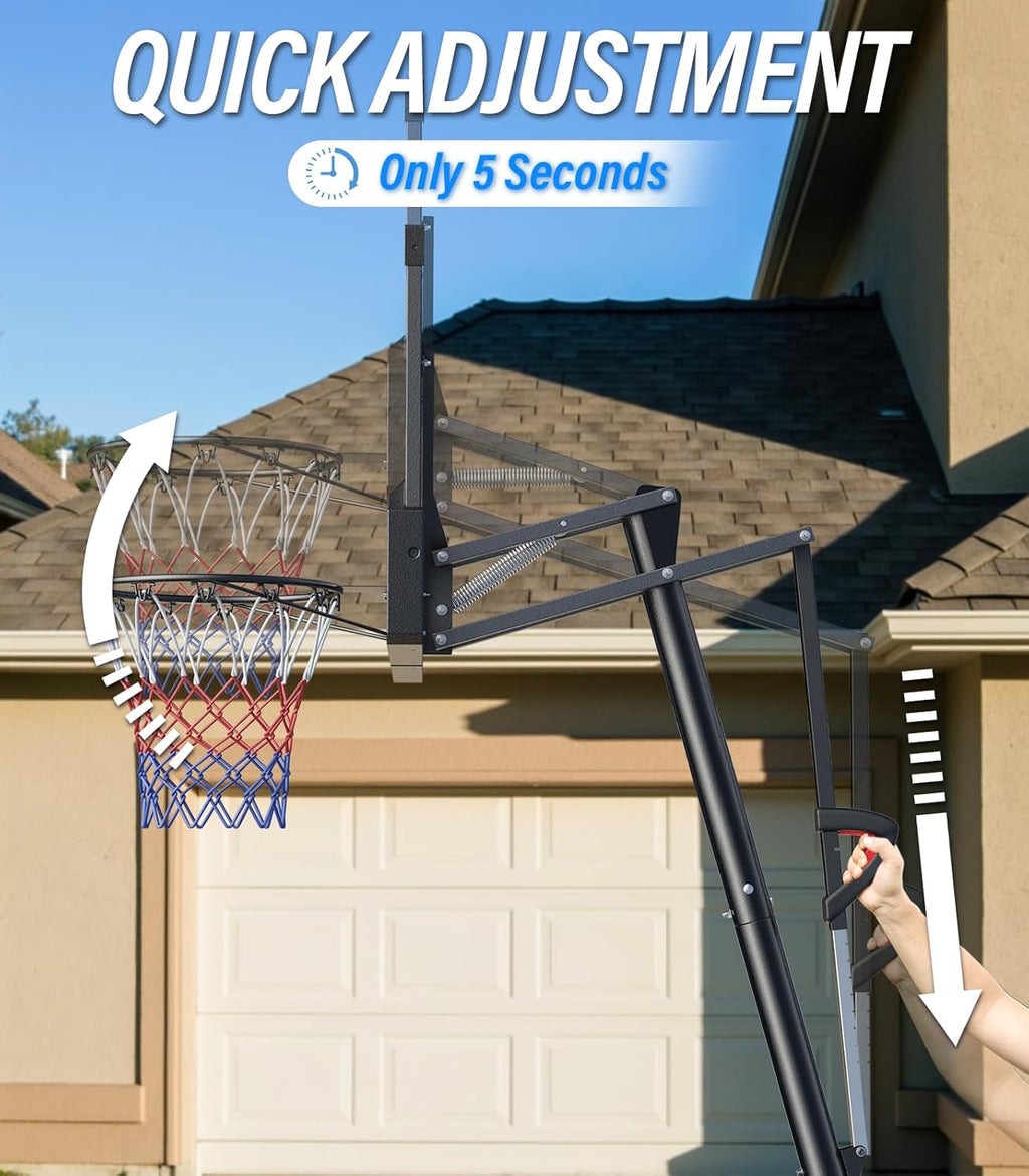 Basketball Hoop Outdoor, 4.4-10 ft Adjustable Height, Portable Basketball Hoop Goal System for Kids Teens and Adults, Weather-Resistant Heavy Base and 45 Inch Shatterproof Backboard