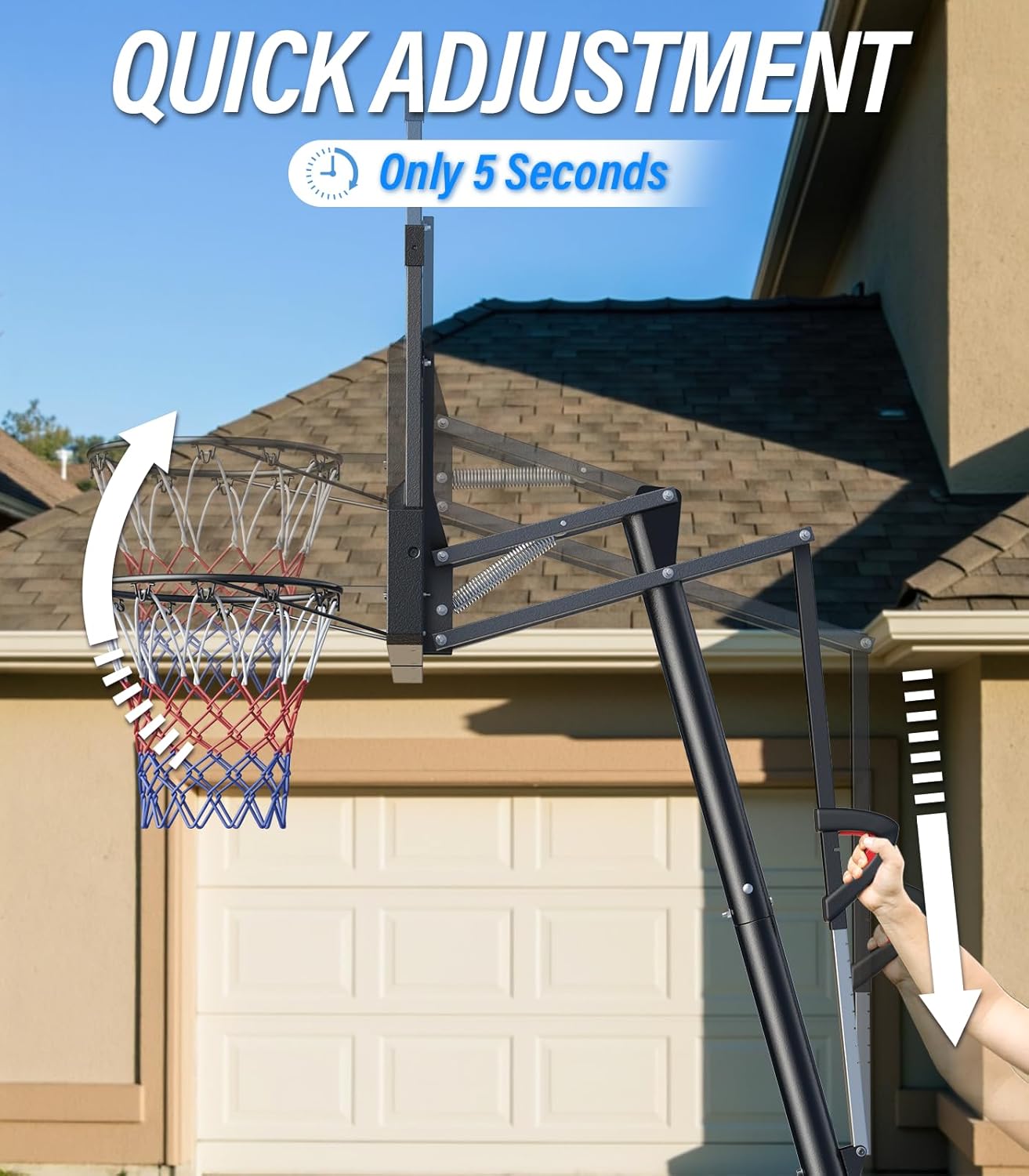 Basketball Hoop Outdoor, 4.4-10 ft Adjustable Height, Portable Basketball Hoop Goal System for Kids Teens and Adults, Weather-Resistant Heavy Base and 45 Inch Shatterproof Backboard