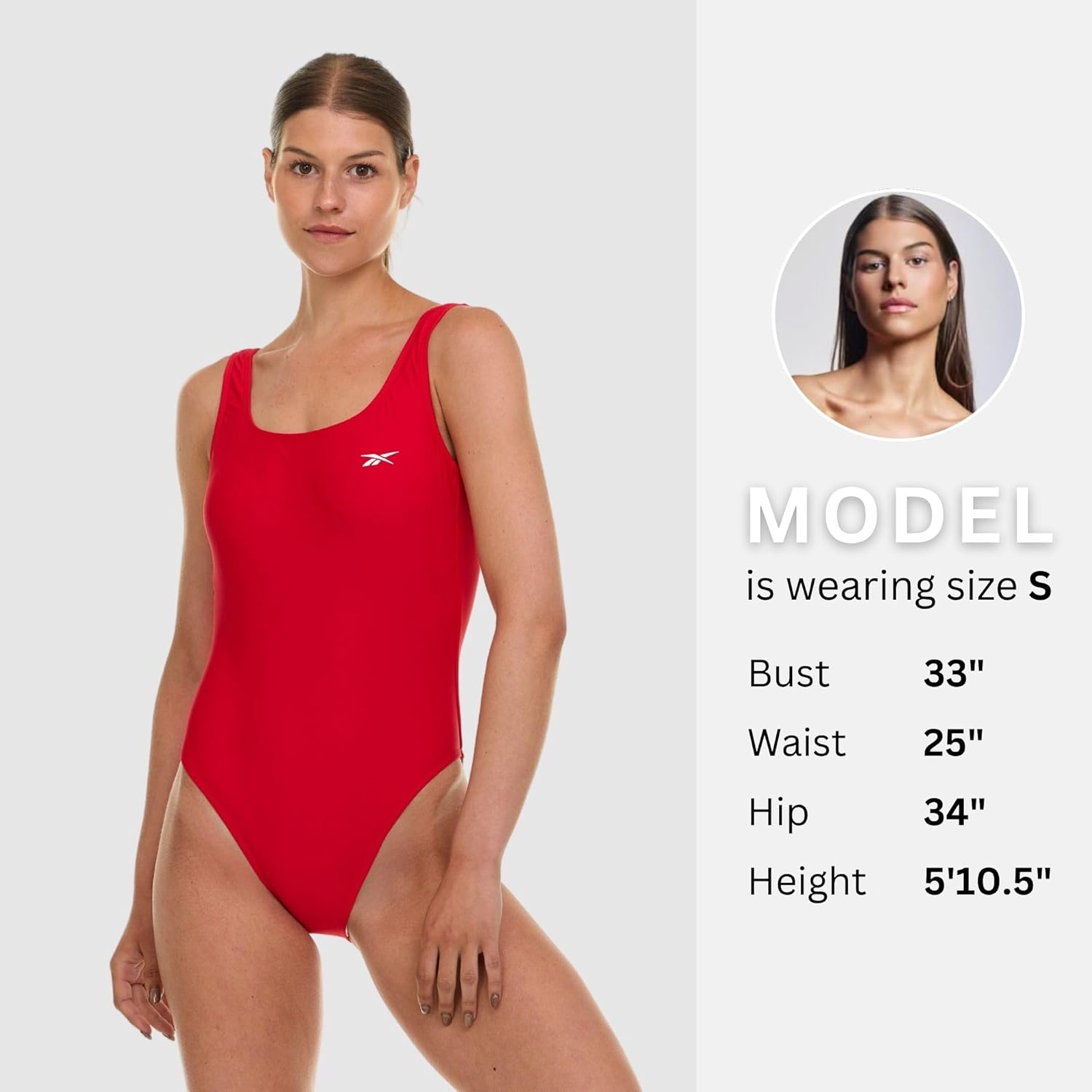 Reebok One Piece Swimsuit Women, Scoop Back High Cut Womens Bathing Suits One Piece, Ladies Athletic Backless Swim Suit