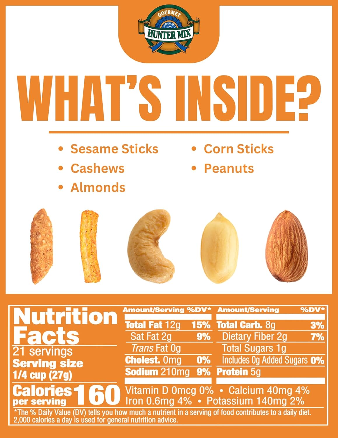 Southern Style Nuts Gourmet Hunter Bulk Trail Mix, 23 oz (Pack of 1), Sesame Sticks, Roasted Peanuts, Sunflower Kernels, Almonds, Cashews & Pepitas, Mixed Nuts, Snacks for Adults & Kids