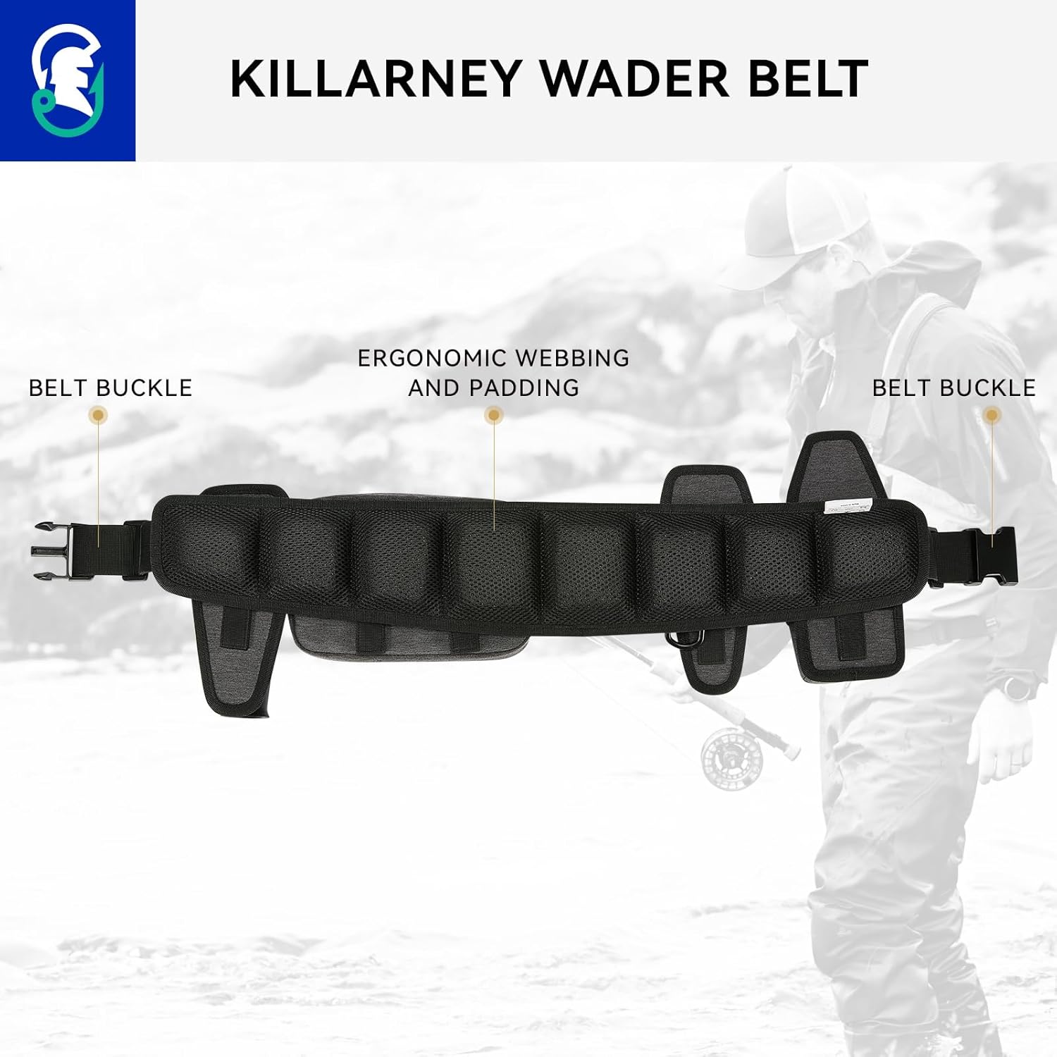 Professional Fishing Belt set Wade Tackle Belt Kit–Detachable Bait/Pliers Pouches, Rod Holder, Insulated Cup Pocket, Multi-Hook Design