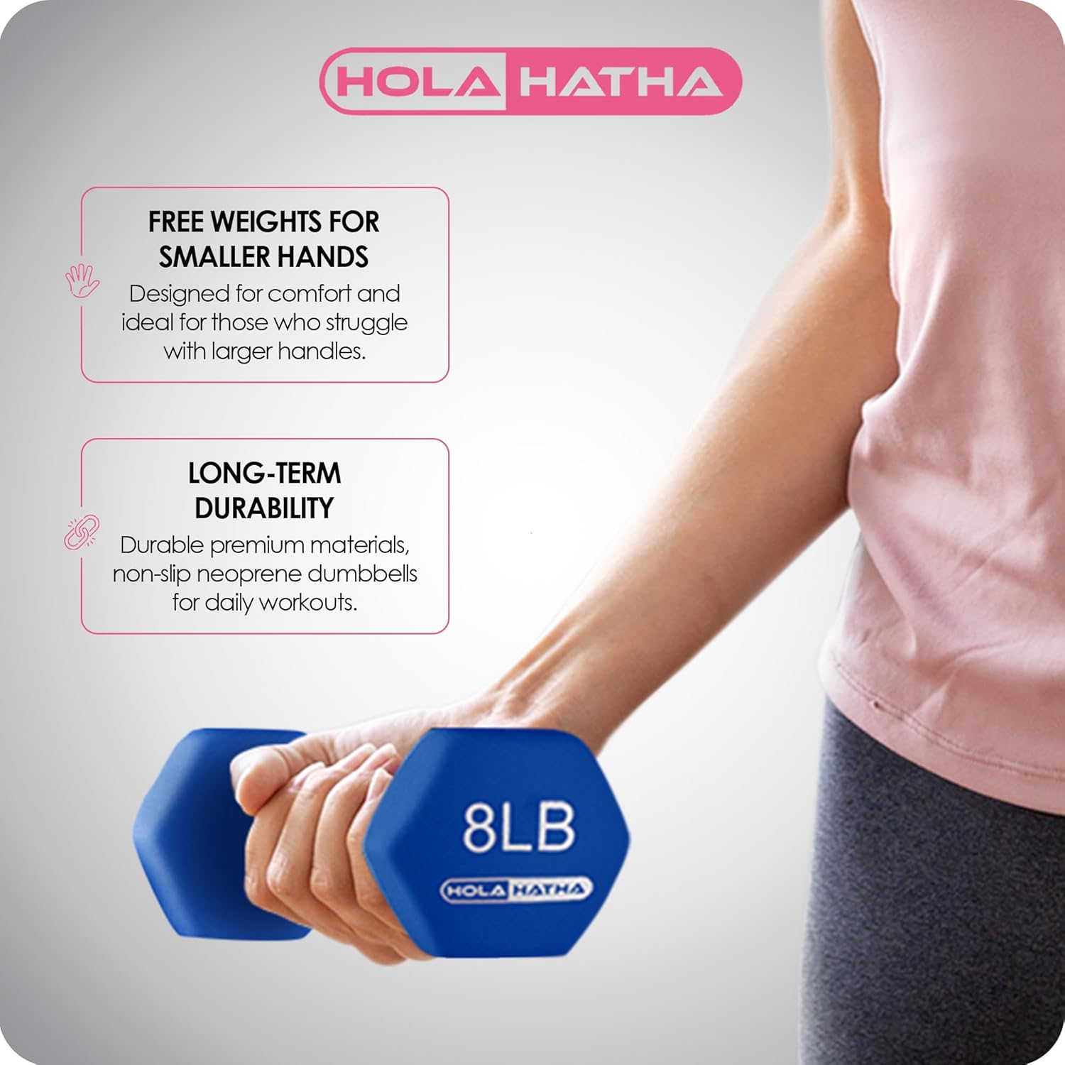 HolaHatha Neoprene Dumbbell Free Hand Weight Set with Rack, Ideal for Home Exercises to Gain Tone and Definition