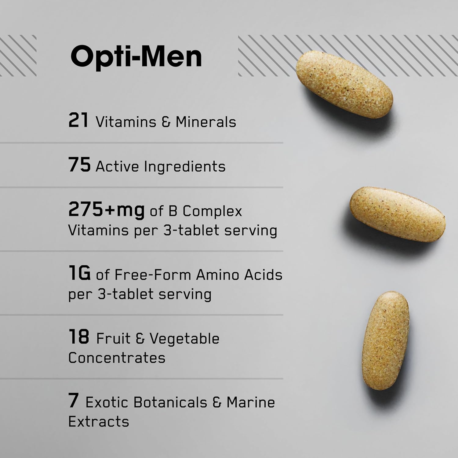 Optimum Nutrition Opti-Men Daily Multivitamin for Men, Immune Support Supplement with Amino Acids, 80 Day Supply, 240 Count, (Packaging May Vary)