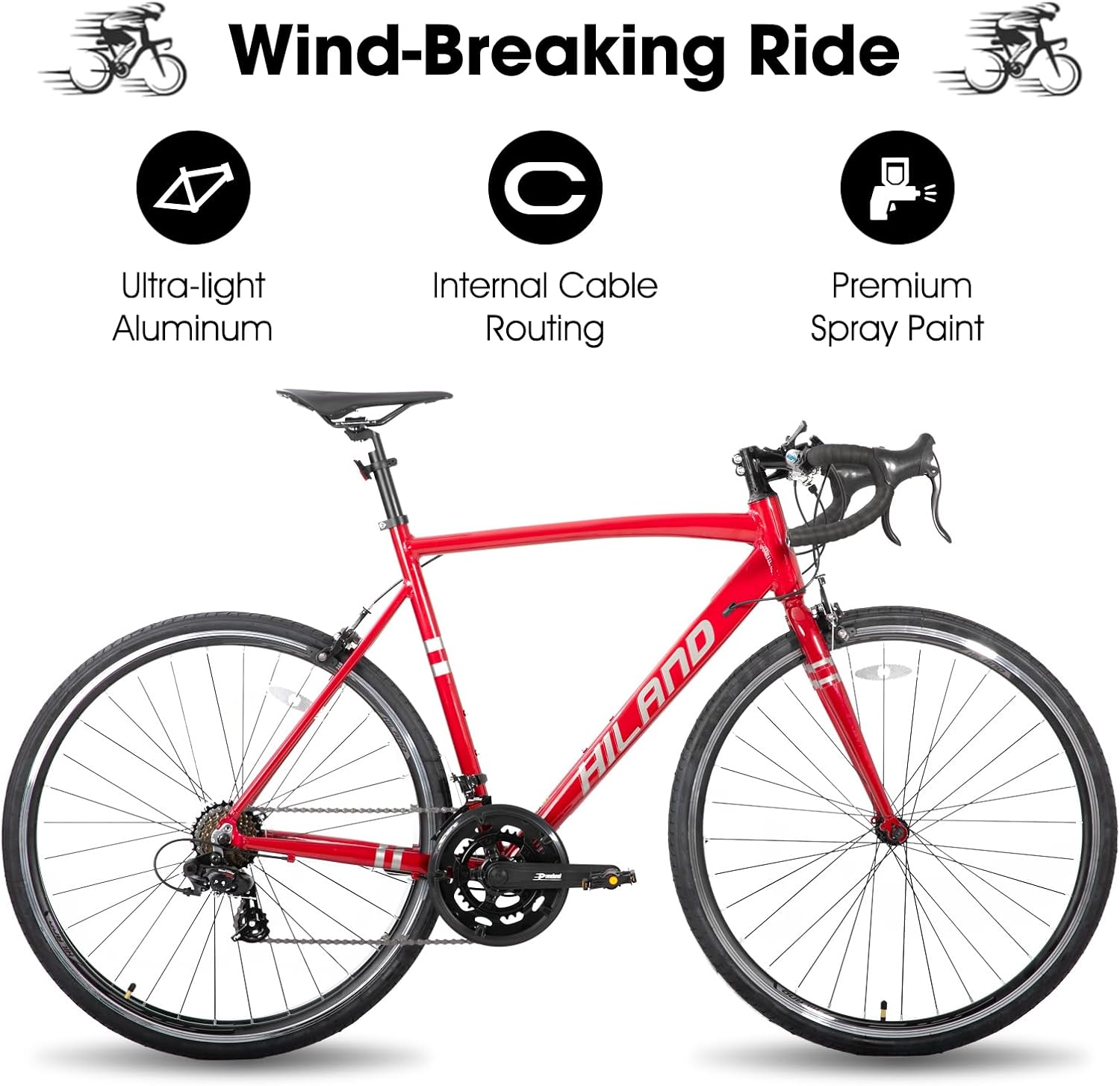 HILAND 700c Road Bike 14 Speed, Aluminum Frame Racing Bike, City Commuter Bicycle for Men Women