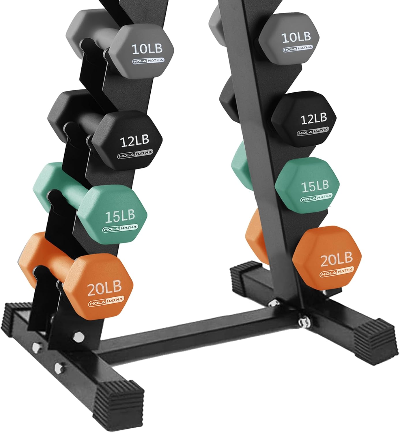 HolaHatha Neoprene Dumbbell Free Hand Weight Set with Rack, Ideal for Home Exercises to Gain Tone and Definition