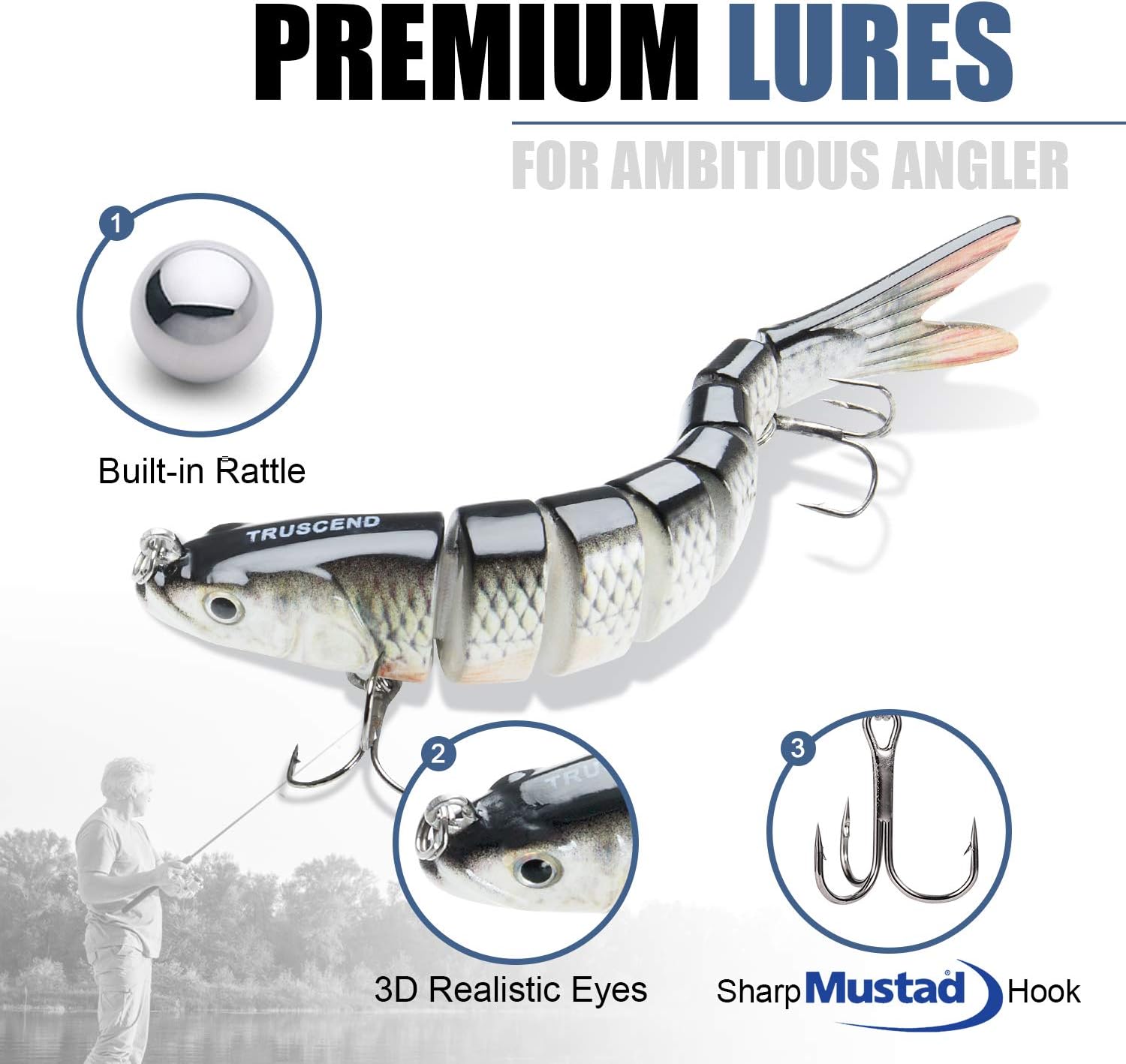 TRUSCEND Easy Catch Swimmax, Magic Noisy Turbulent Wiggling and Vibrating Action for More Bites, Lifelike Fishing Lures for All Species, Swimbait for Relax Family Fishing, Must-Have for Lovely Anglers