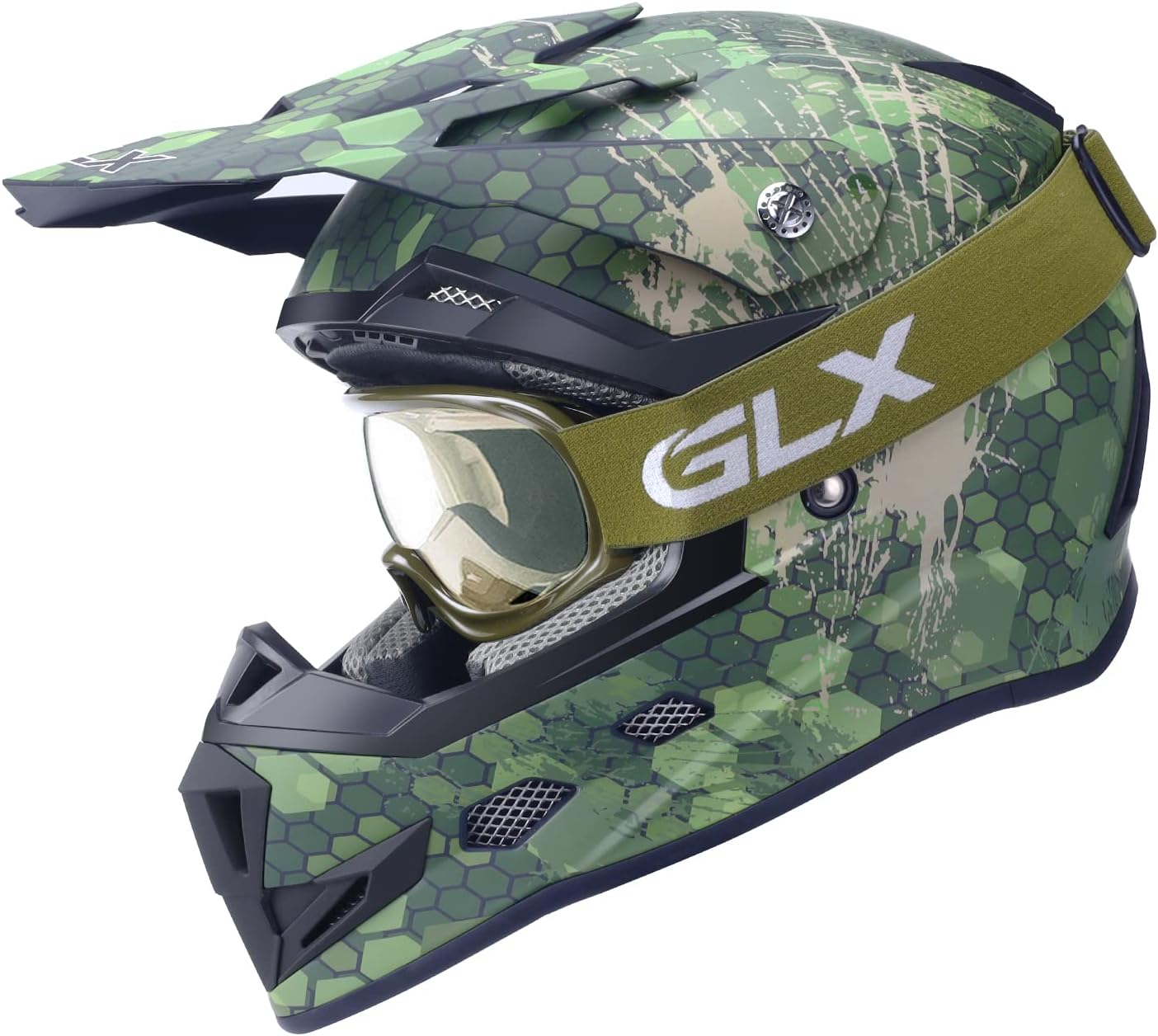 GLX GX623 Youth ATV/Dirt Bike Helmet Combo - Matte Black, Large - DOT