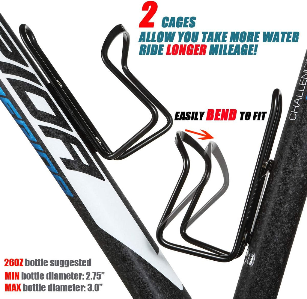 USHAKE Water Bottle Cages, Basic MTB Bike Bicycle Alloy Aluminum Lightweight Water Bottle Holder Cages Brackets(2 Pack- Drilled Holes Required)