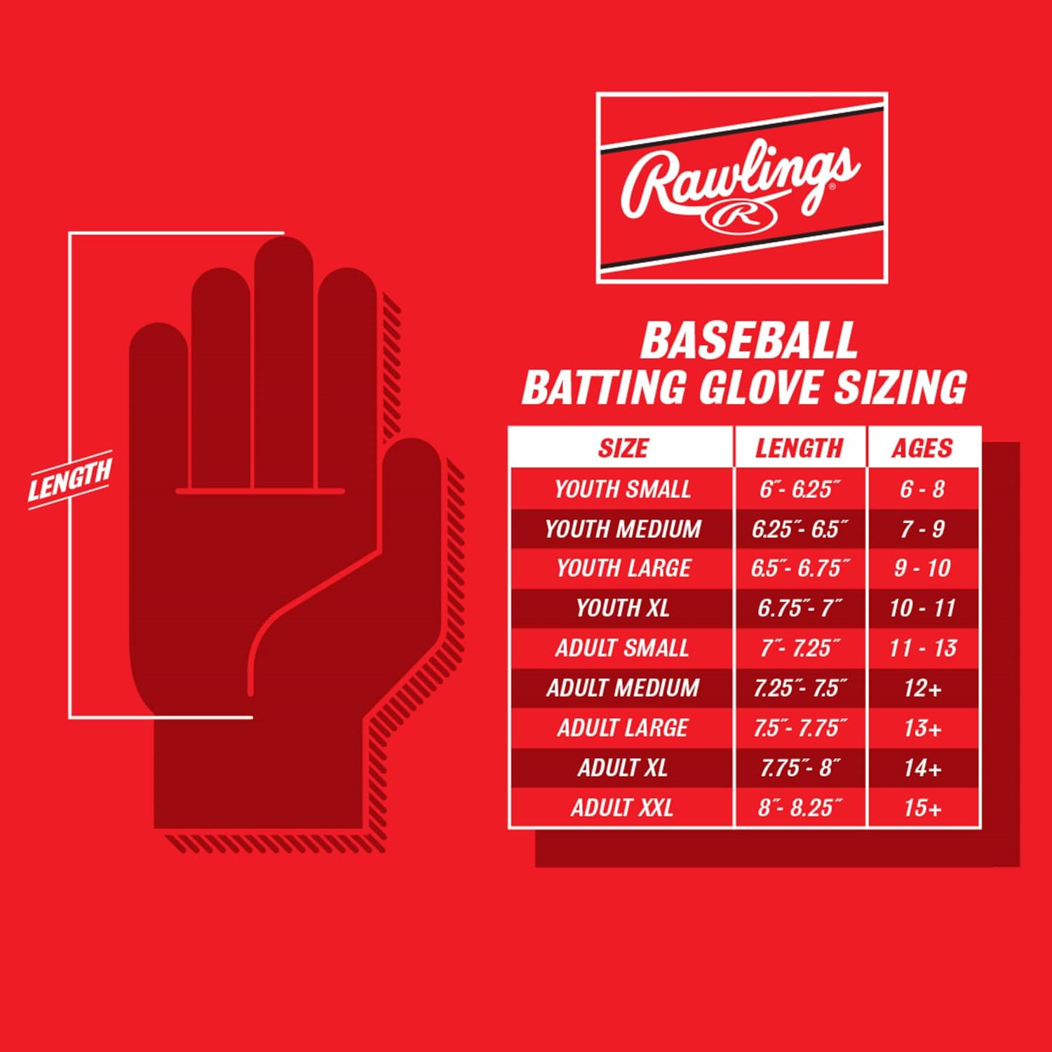 Rawlings Workhorse Baseball Batting Gloves | Youth Sizes | Multiple Colors