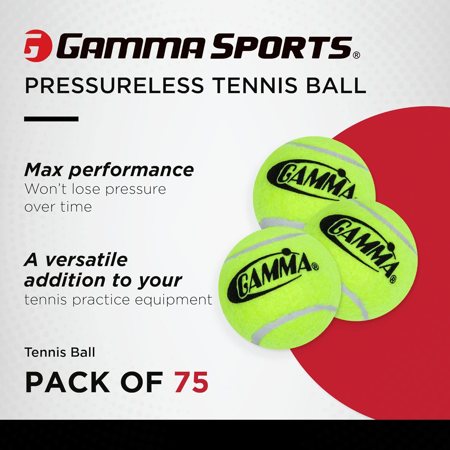 GAMMA Sports Pressureless Tennis Balls Box - Ideal for Practice, Teaching, and Training with High-Visbility Felt - Indoor and Outdoor Court Play - 48 and 75 Pack Sizes