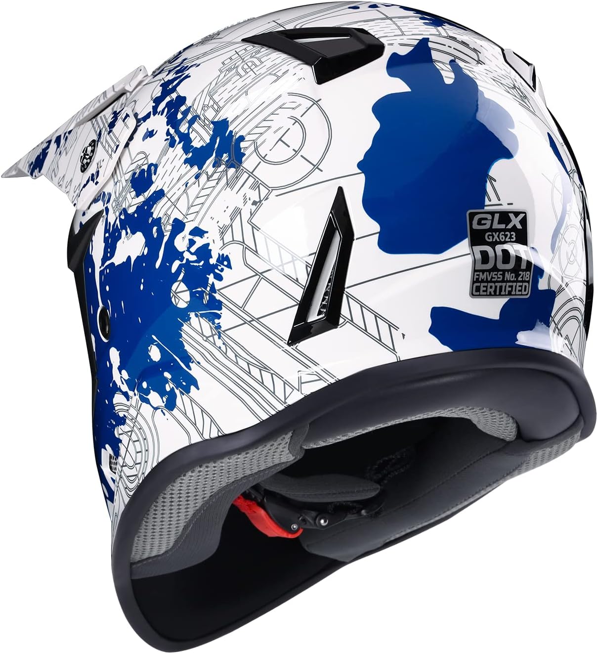 GLX GX623 Youth ATV/Dirt Bike Helmet Combo - Matte Black, Large - DOT