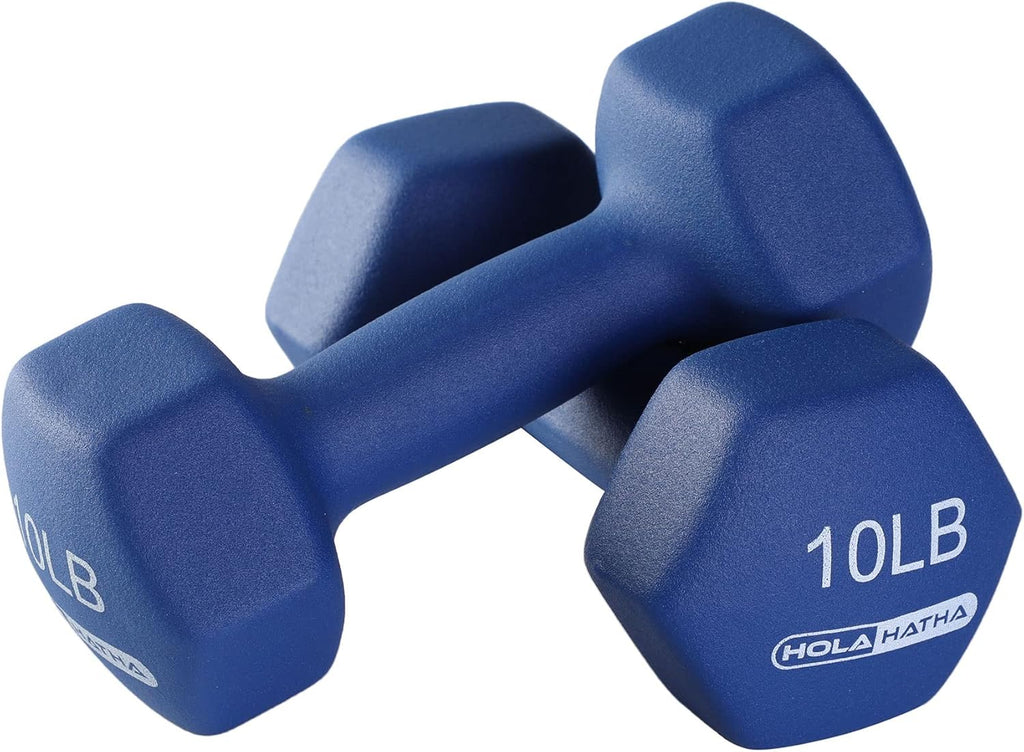HolaHatha Neoprene Dumbbell Free Hand Weight Set with Rack, Ideal for Home Exercises to Gain Tone and Definition