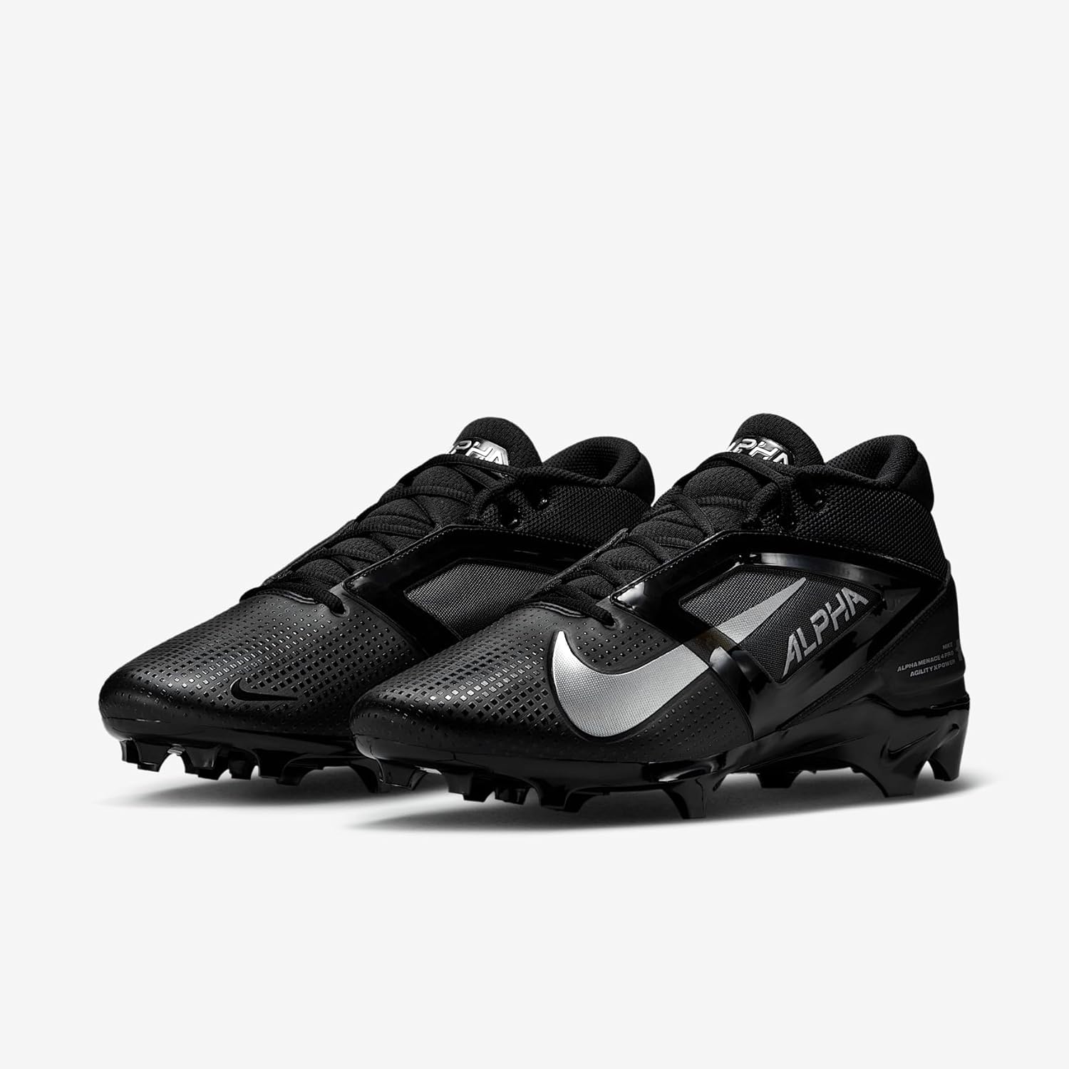 Nike Alpha Menace 4 Pro Football Cleats (FD7037-002, Black/Metallic Silver)