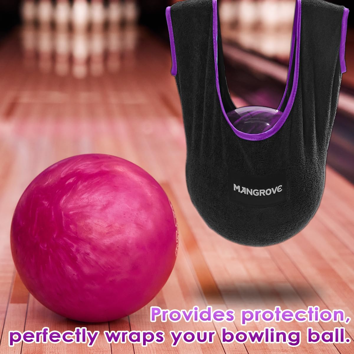 Mangrove Bowling Ball Polisher, Microfiber Bowling Towel See-Saw for Bowlers, Large Washable Bowling Shammy Seesaw, Ball Cleaner Holder Bag