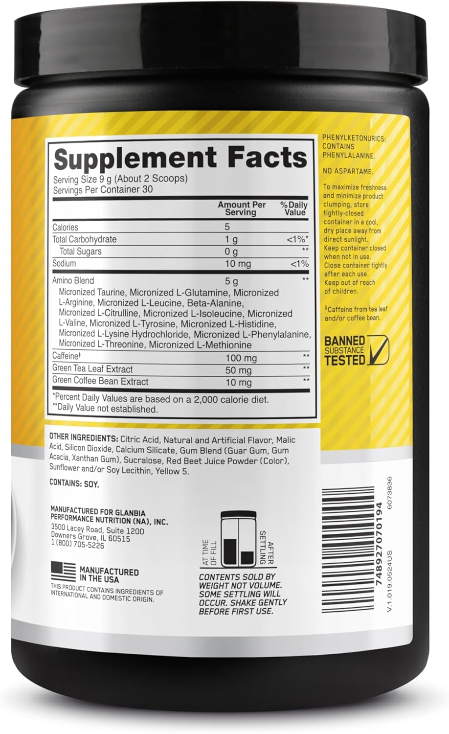 Optimum Nutrition Amino Energy - Pre Workout with Green Tea, BCAA, Amino Acids, Keto Friendly, Green Coffee Extract, Energy Powder - Orange Cooler, 65 Servings (Packaging May Vary)