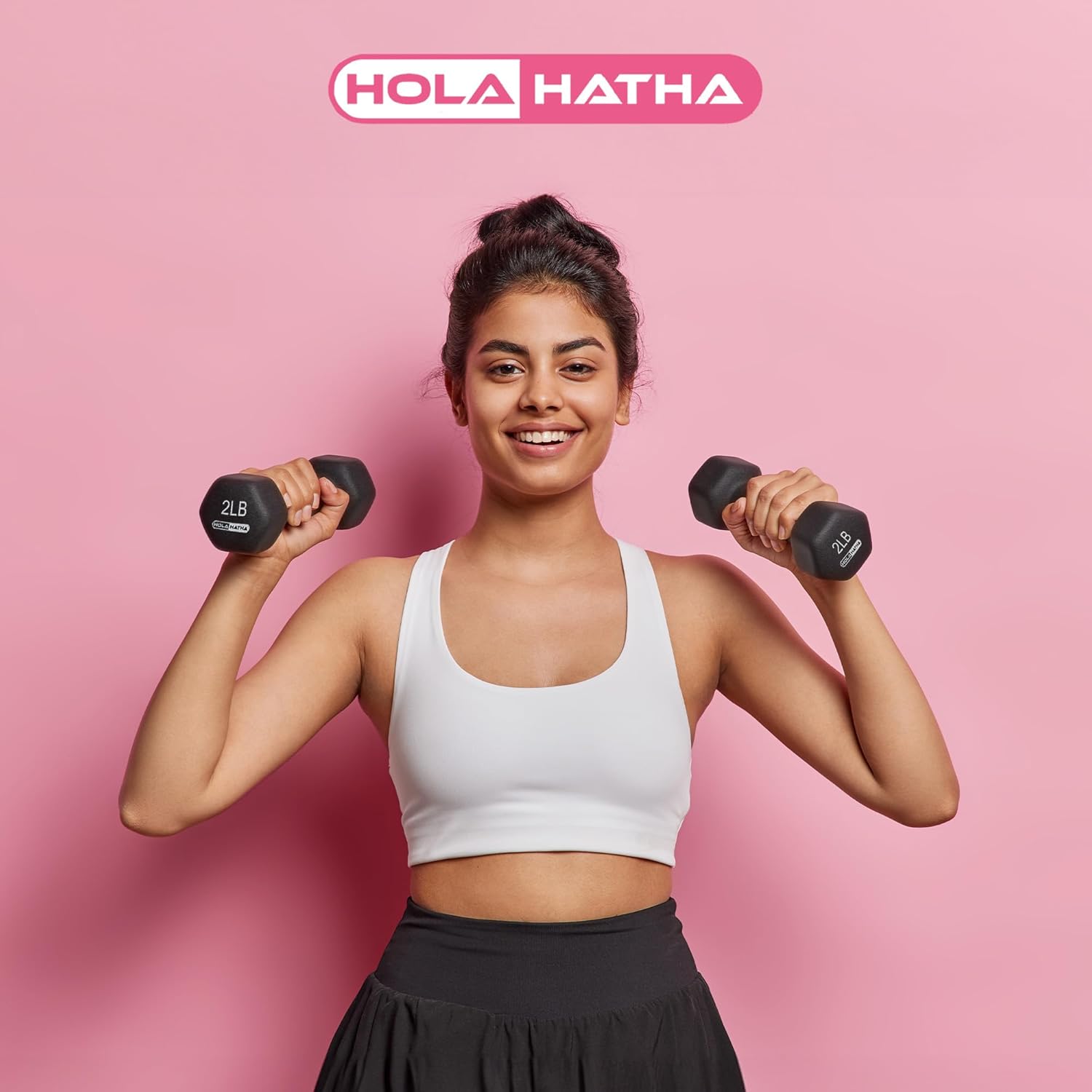 HolaHatha Neoprene Dumbbell Free Hand Weight Set with Rack, Ideal for Home Exercises to Gain Tone and Definition