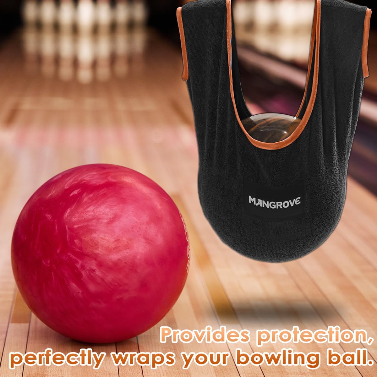 Mangrove Bowling Ball Polisher, Microfiber Bowling Towel See-Saw for Bowlers, Large Washable Bowling Shammy Seesaw, Ball Cleaner Holder Bag