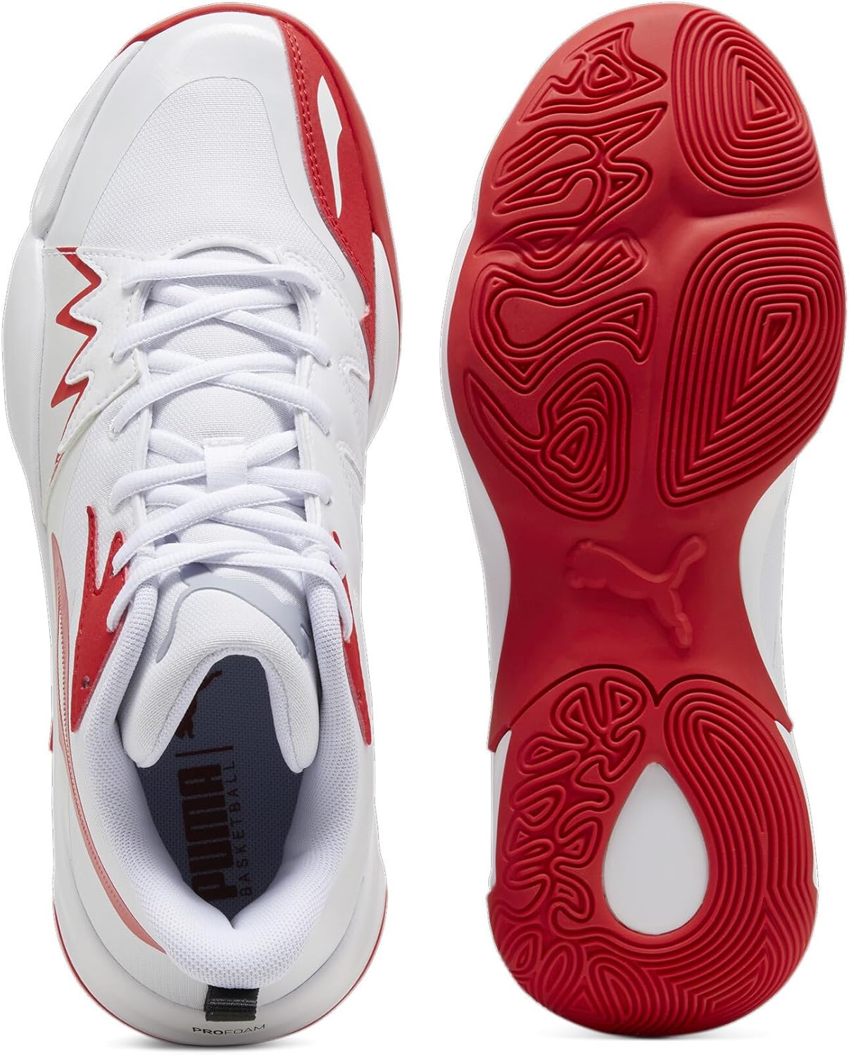PUMA Men's Genetics Basketball Shoes, Black-for All Time Red, 14
