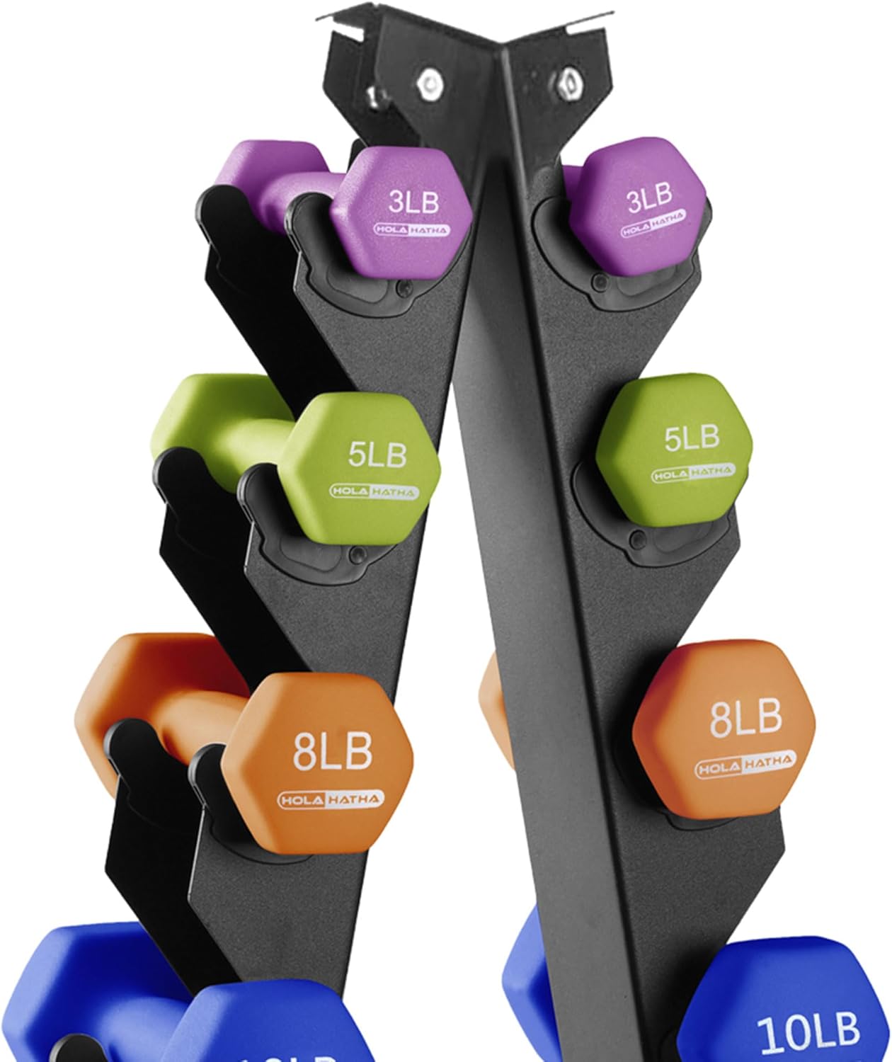 HolaHatha Neoprene Dumbbell Free Hand Weight Set with Rack, Ideal for Home Exercises to Gain Tone and Definition