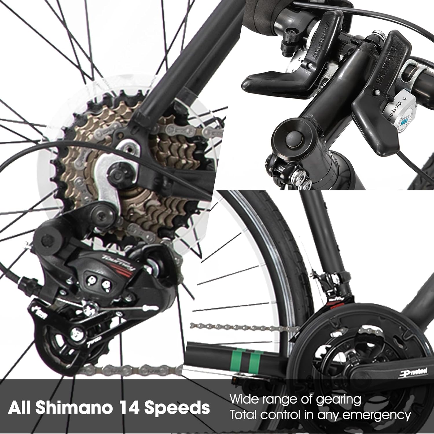 HILAND 700c Road Bike 14 Speed, Aluminum Frame Racing Bike, City Commuter Bicycle for Men Women