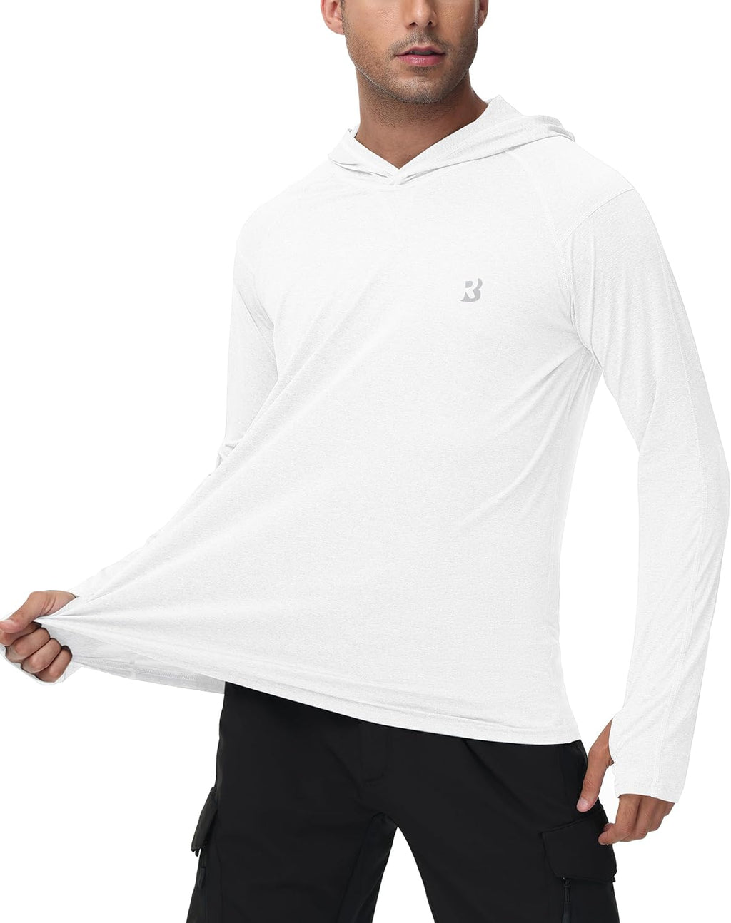 Roadbox Mens UPF 50+ Fishing Shirts, Long Sleeve UV Sun Hoodie, Hiking Running Swim Athletic Workout Shirt