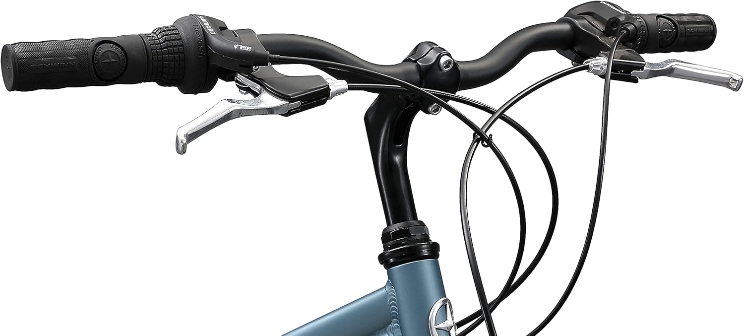 Schwinn Network 1 Hybrid Bike, 700c Mens and Womens Bike, 21-Speed Hybrid Bicycle, Aluminum Frame, Suspension Fork, Alloy Linear Pull Brakes, Adult Bicycle