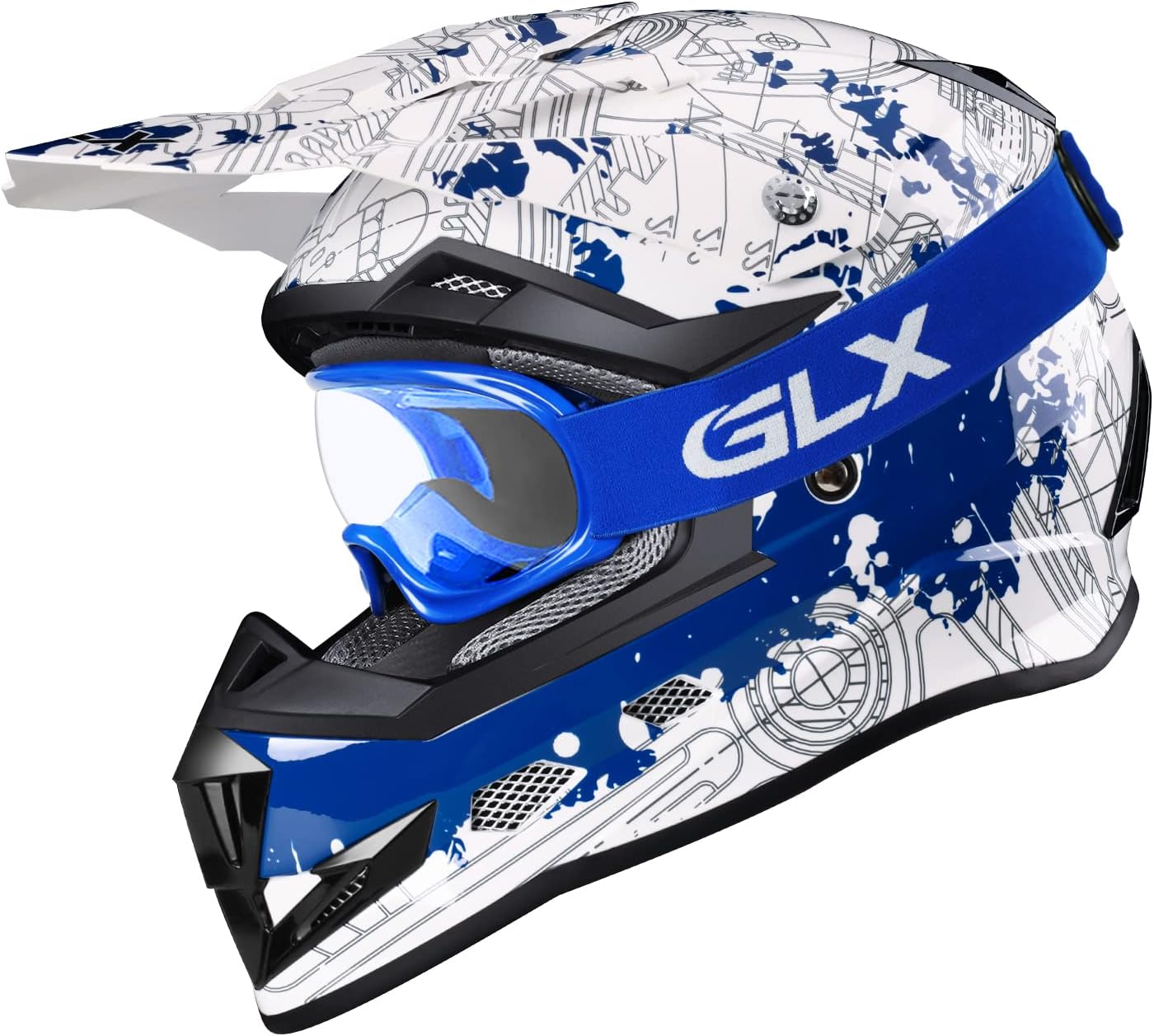 GLX GX623 Youth ATV/Dirt Bike Helmet Combo - Matte Black, Large - DOT