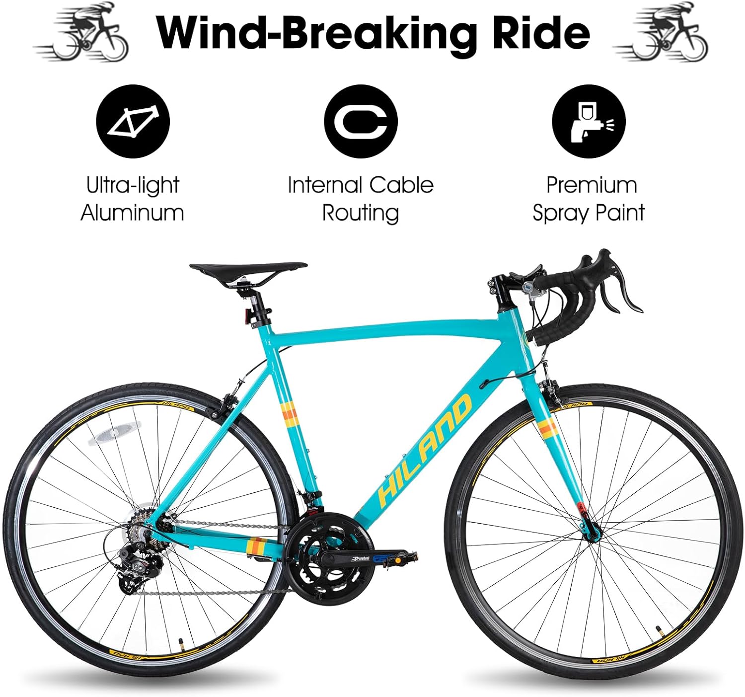 HILAND 700c Road Bike 14 Speed, Aluminum Frame Racing Bike, City Commuter Bicycle for Men Women