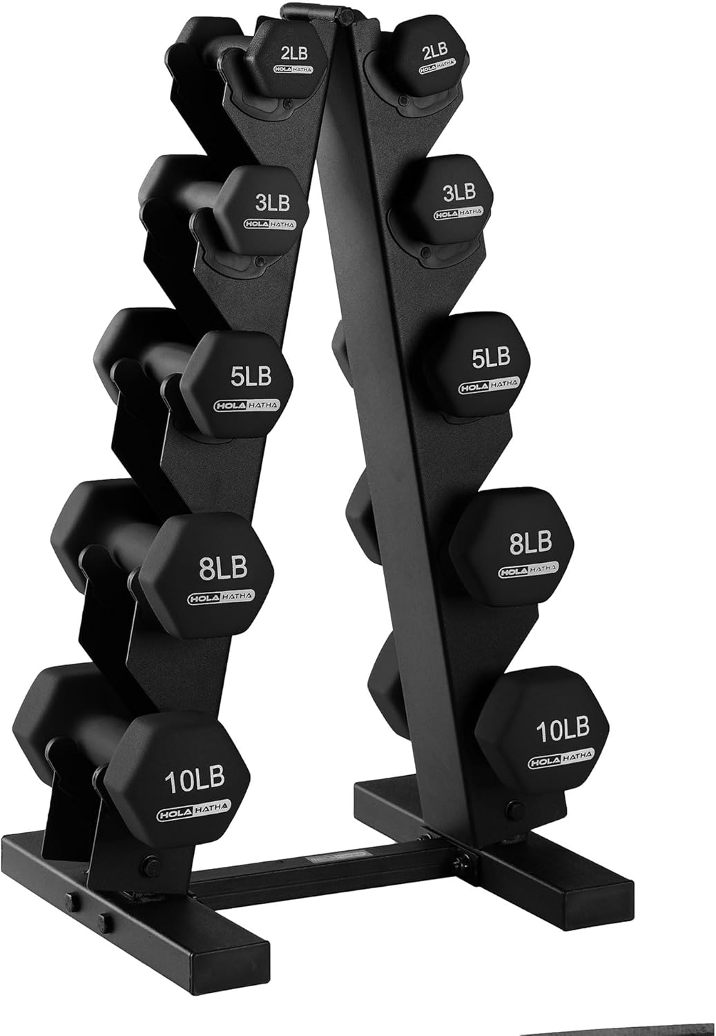 HolaHatha Neoprene Dumbbell Free Hand Weight Set with Rack, Ideal for Home Exercises to Gain Tone and Definition