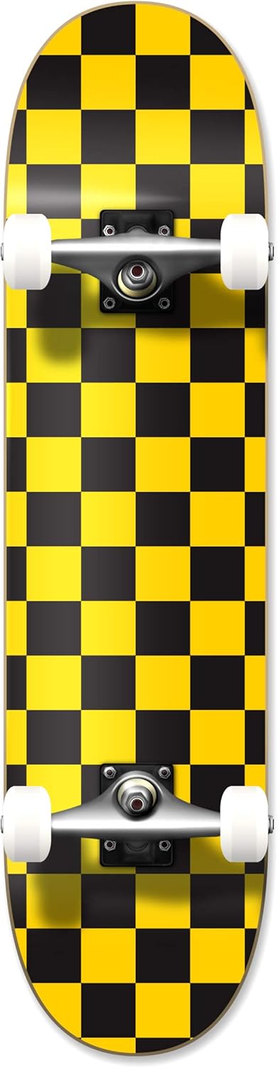 Yocaher Pro Skateboards Blank, Checker, Camo Professional Complete Skateboard 7.75" w/ 7Ply Maple Deck, Aluminum Alloy Truck, ABEC-9 Bearing, 54mm Skateboard Wheels, Concave Cruiser Trick Skateboard