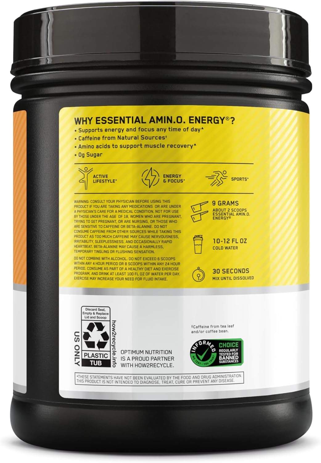 Optimum Nutrition Amino Energy - Pre Workout with Green Tea, BCAA, Amino Acids, Keto Friendly, Green Coffee Extract, Energy Powder - Orange Cooler, 65 Servings (Packaging May Vary)