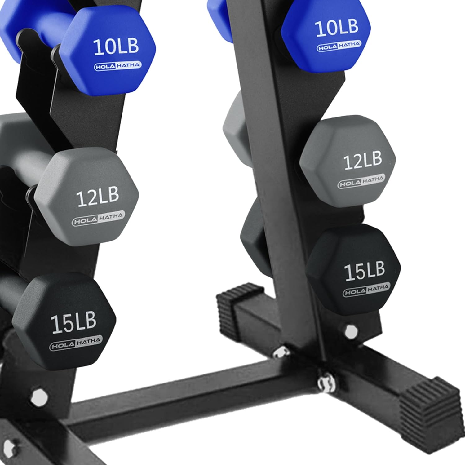 HolaHatha Neoprene Dumbbell Free Hand Weight Set with Rack, Ideal for Home Exercises to Gain Tone and Definition
