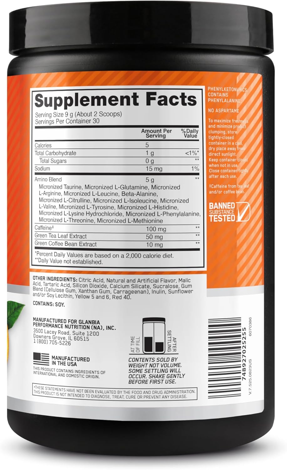 Optimum Nutrition Amino Energy - Pre Workout with Green Tea, BCAA, Amino Acids, Keto Friendly, Green Coffee Extract, Energy Powder - Orange Cooler, 65 Servings (Packaging May Vary)