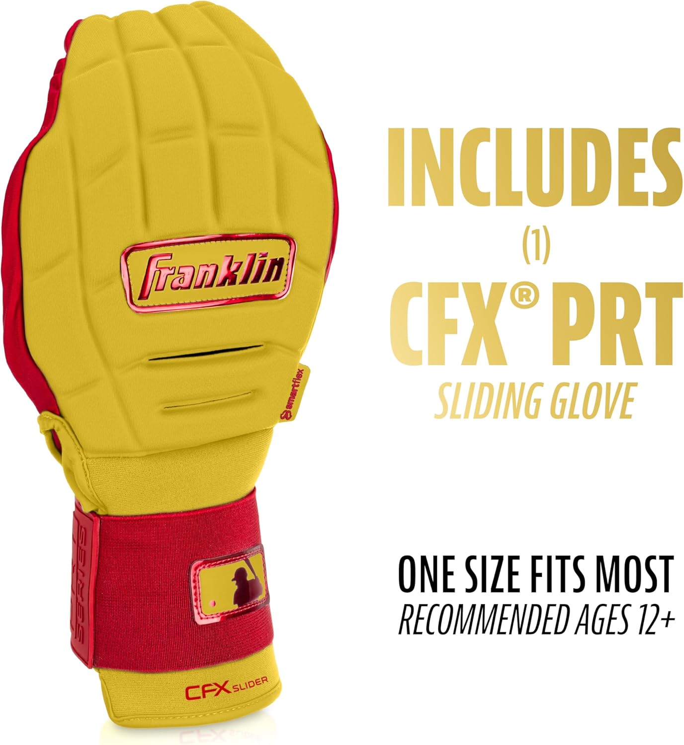 Franklin Sports MLB Baseball + Softball Sliding Mitt - CFX PRT Adult + Youth Protective Baserunning Sliding Gloves - Left + Right Hand Mitt - Hand + Wrist Protector for Running - Kids + Adults Sizes